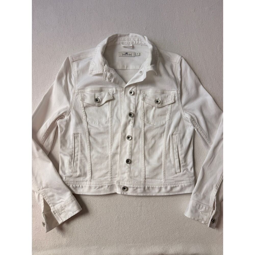 Vineyard Vines White Denim Jacket Women's Medium Stretch Trucker